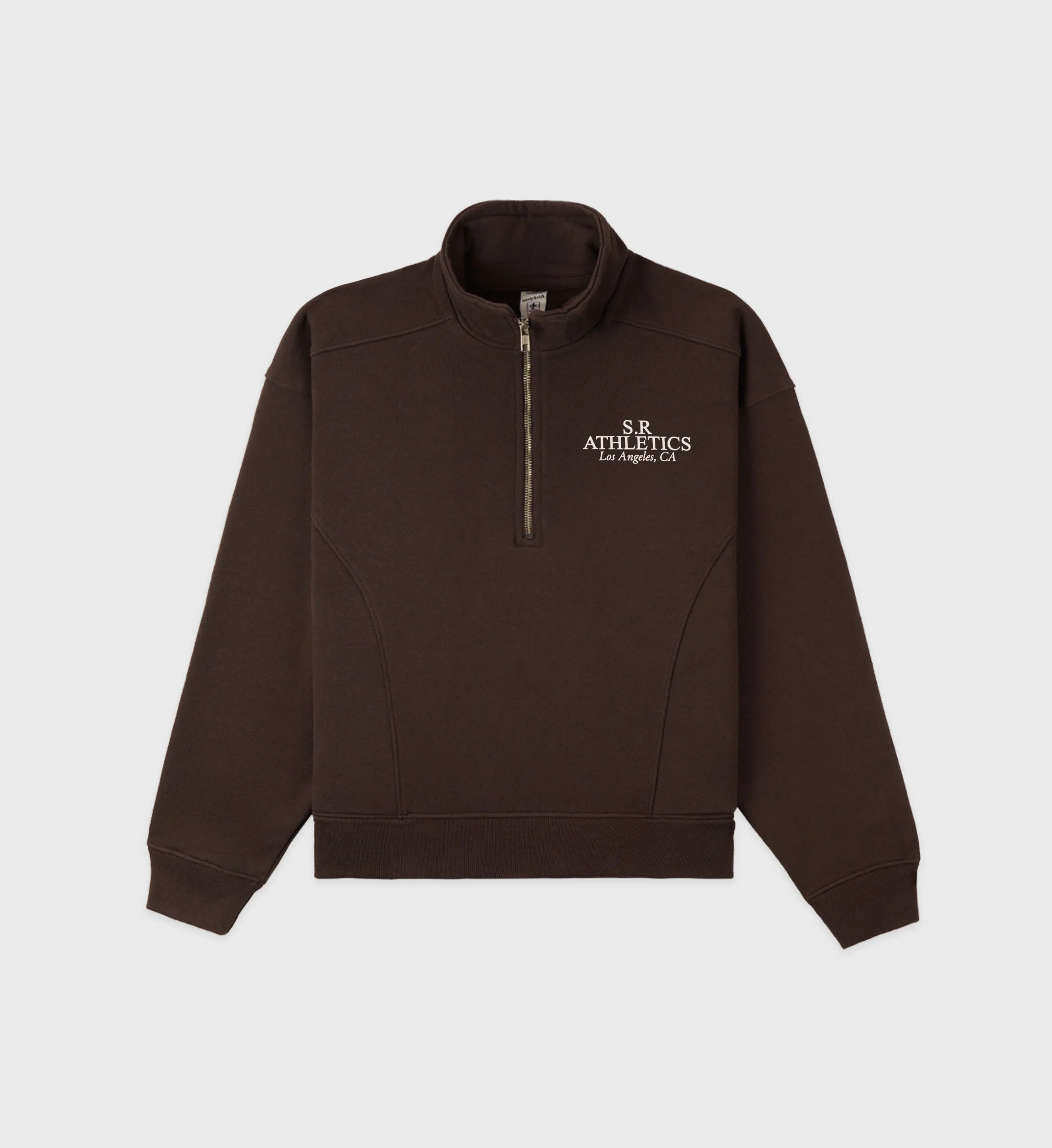 SR Athletics Quarter Zip - Chocolate/Cream sold by Sporty and Rich