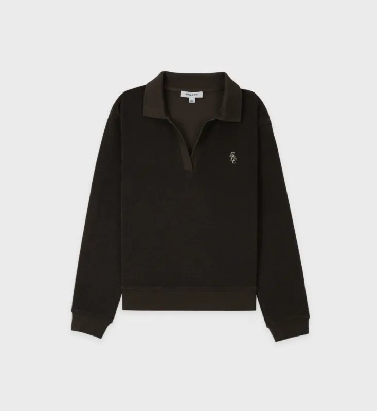SRC Longsleeve Terry Polo - Chocolate sold by Sporty and Rich