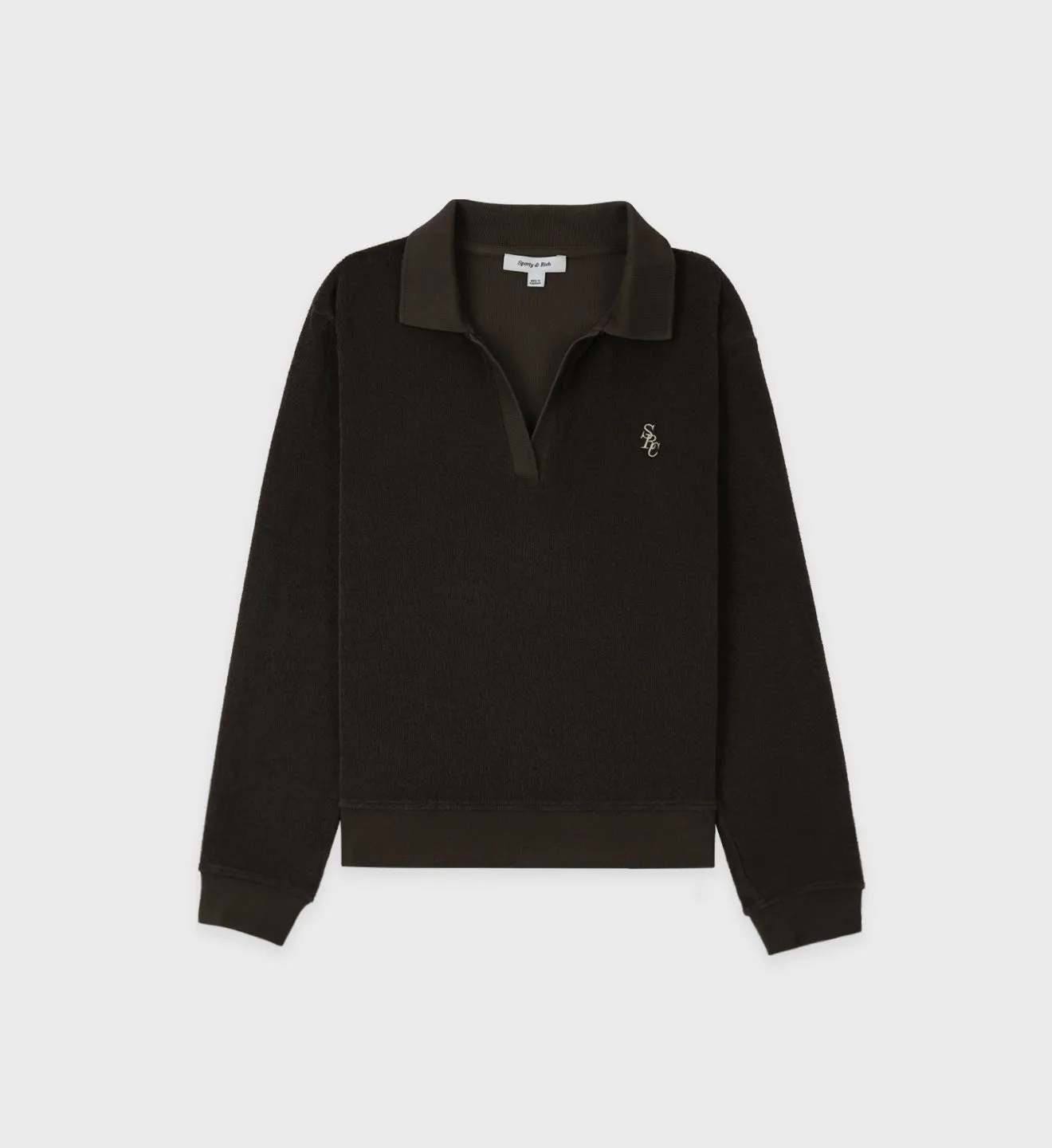 SRC Longsleeve Terry Polo - Chocolate sold by Sporty and Rich