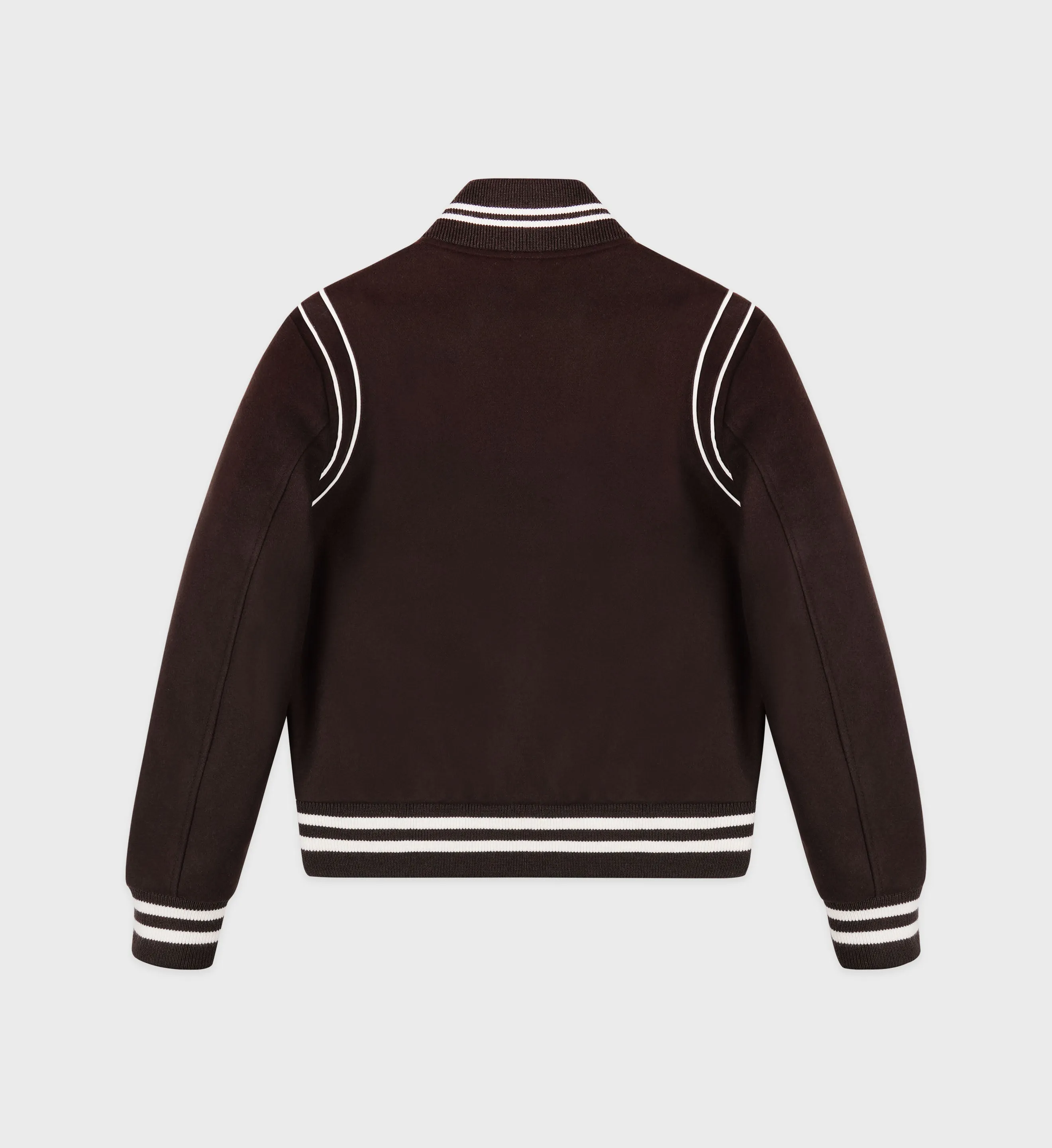 Vendome Wool Varsity Jacket - Chocolate/Cream sold by Sporty and Rich product image thumbnail 2