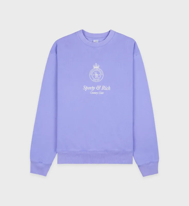 Crown Embroidered Crewneck - Nigella/Cream sold by Sporty and Rich