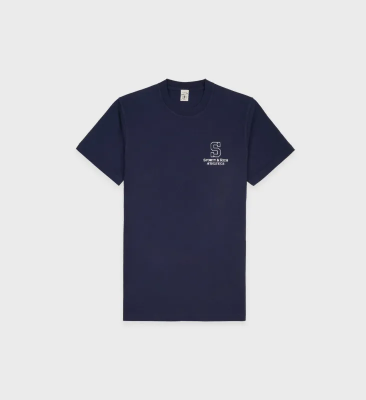 College T-Shirt - Navy sold by Sporty and Rich