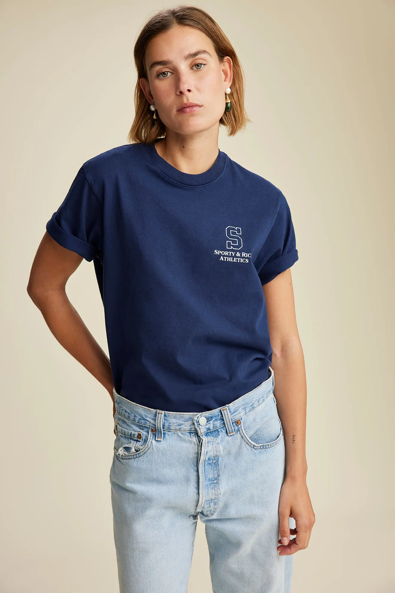 College T-Shirt - Navy sold by Sporty and Rich product image thumbnail 5