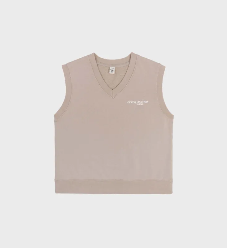 Tank V-Neck Vest - Elephant/White sold by Sporty and Rich