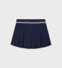 Abigail Pleated Skirt - Navy/Off White sold by Sporty and Rich