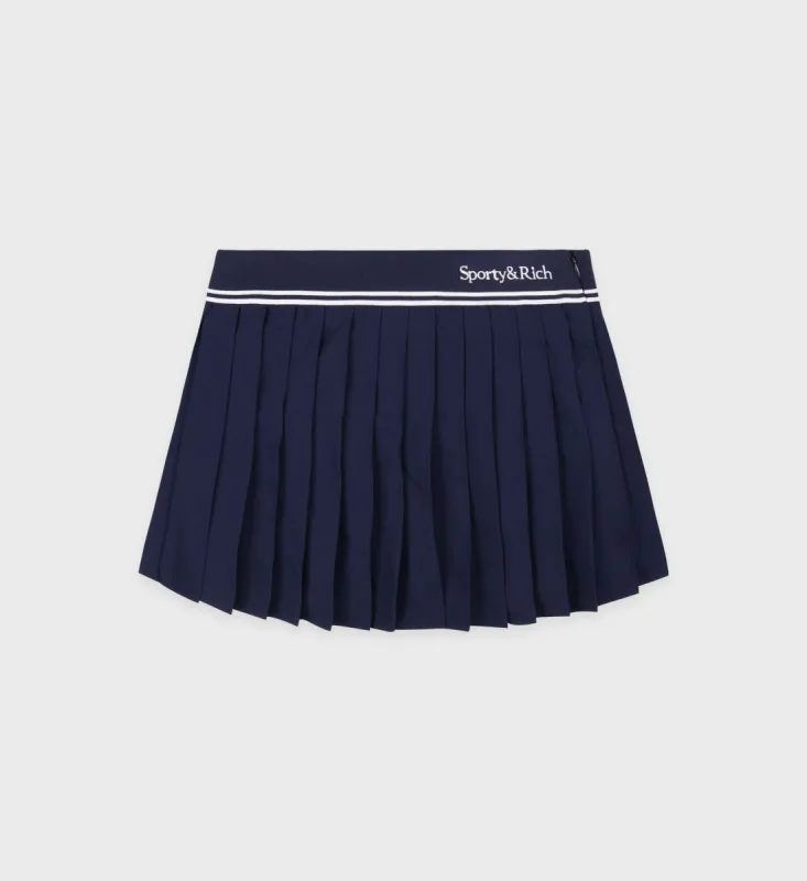 Abigail Pleated Skirt - Navy/Off White sold by Sporty and Rich