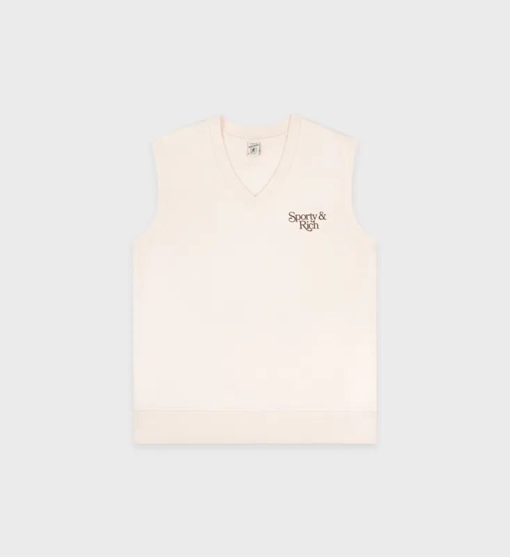 Bardot V-Neck Vest - Cream/Chocolate sold by Sporty and Rich