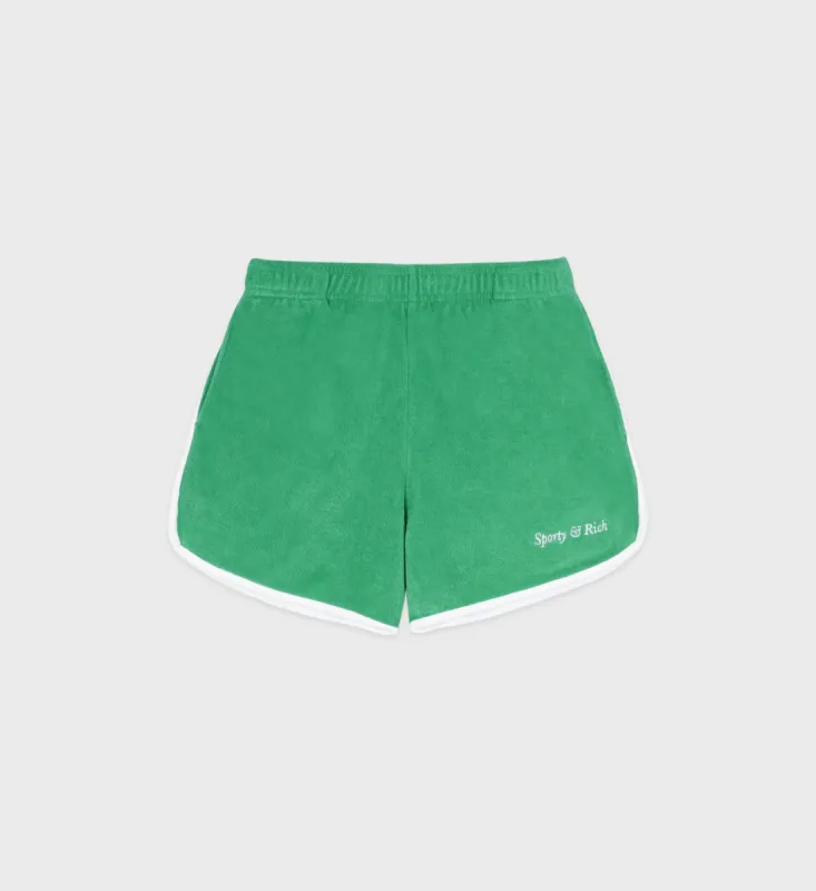 Italic Logo Terry Short - Verde/White sold by Sporty and Rich