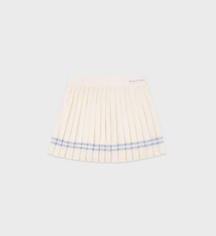 Classic Logo Pleated Skirt - Milk/Washed Hydrangea sold by Sporty and Rich