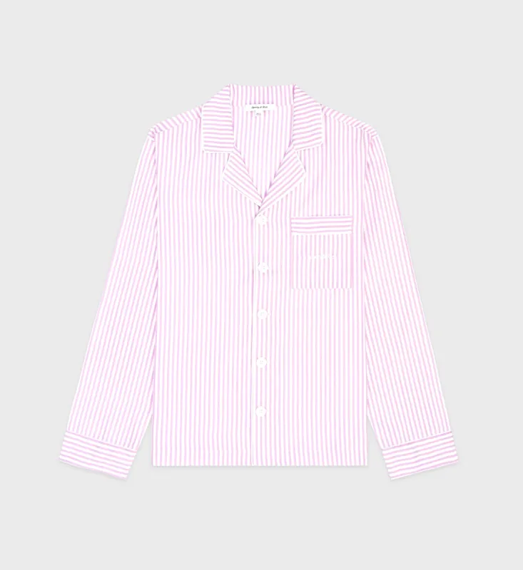 Serif Logo Pyjama Shirt - Lilac Striped sold by Sporty and Rich
