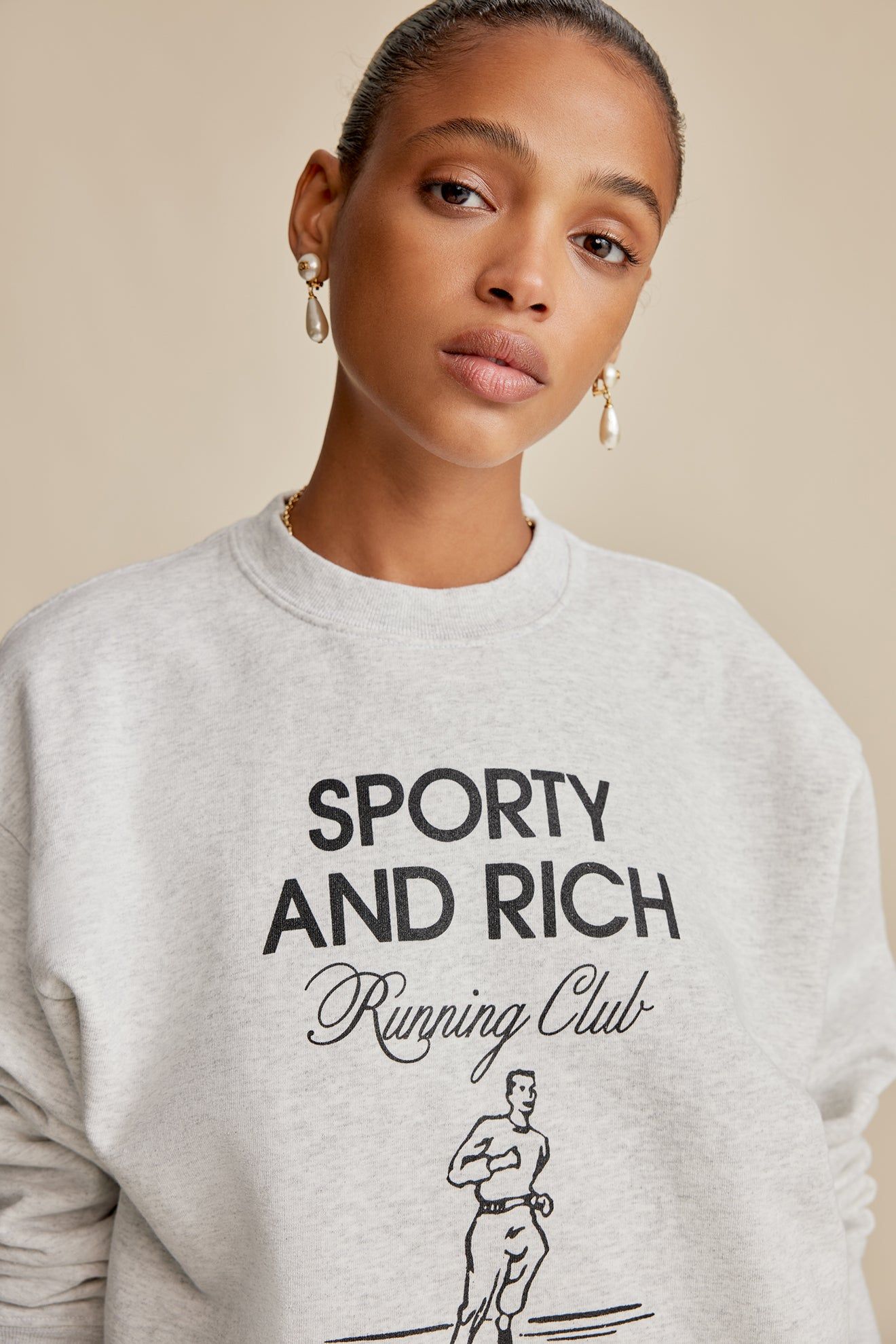 Running Man Crewneck - Heather Gray/Black sold by Sporty and Rich product image thumbnail 5