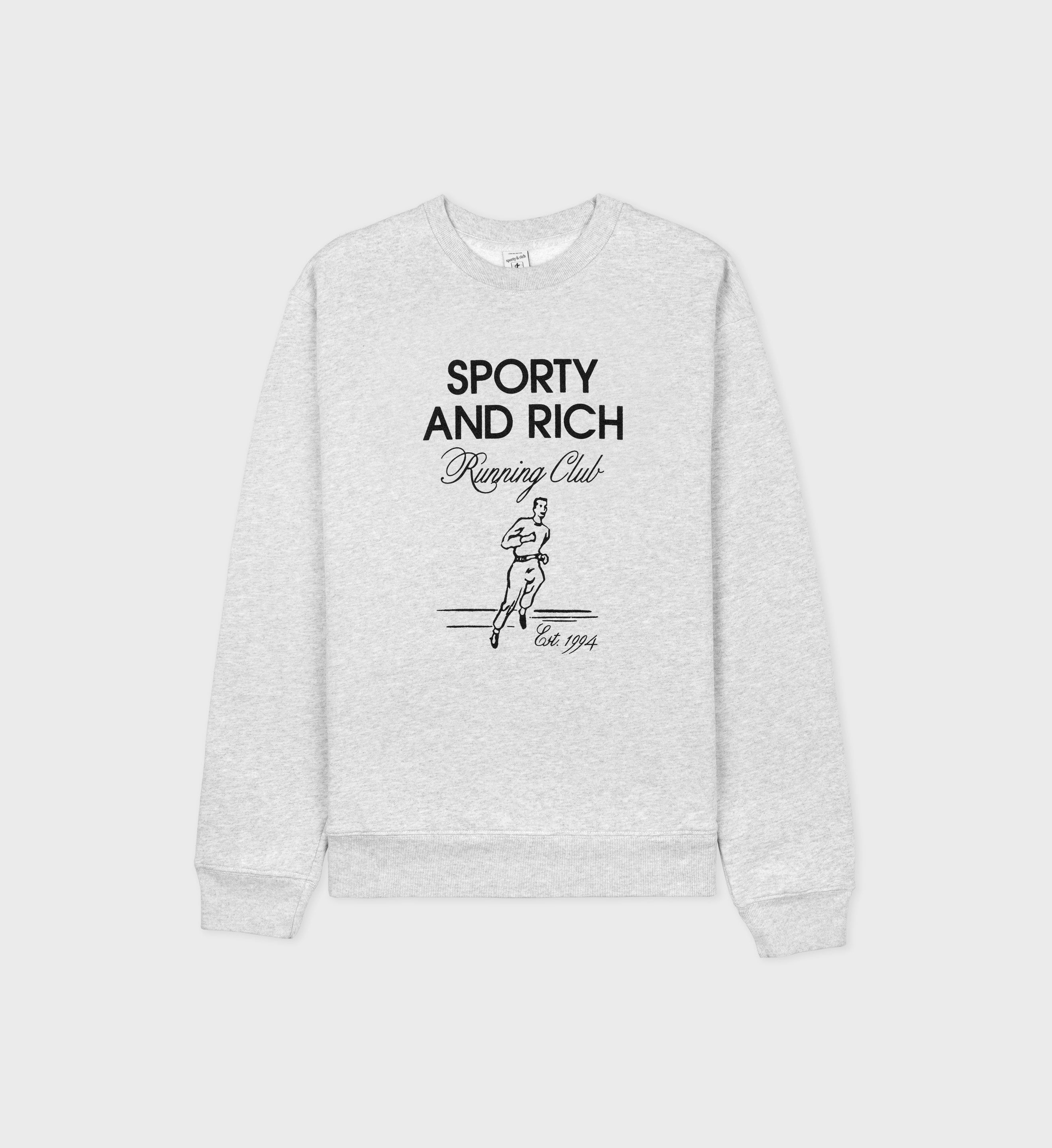 Running Man Crewneck - Heather Gray/Black sold by Sporty and Rich