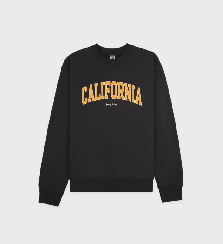 California Crewneck - Faded Black/Gold sold by Sporty and Rich
