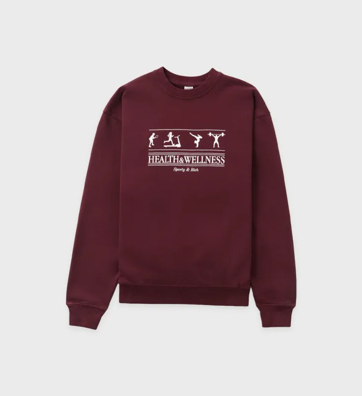 Health & Wellness Crewneck - Merlot sold by Sporty and Rich