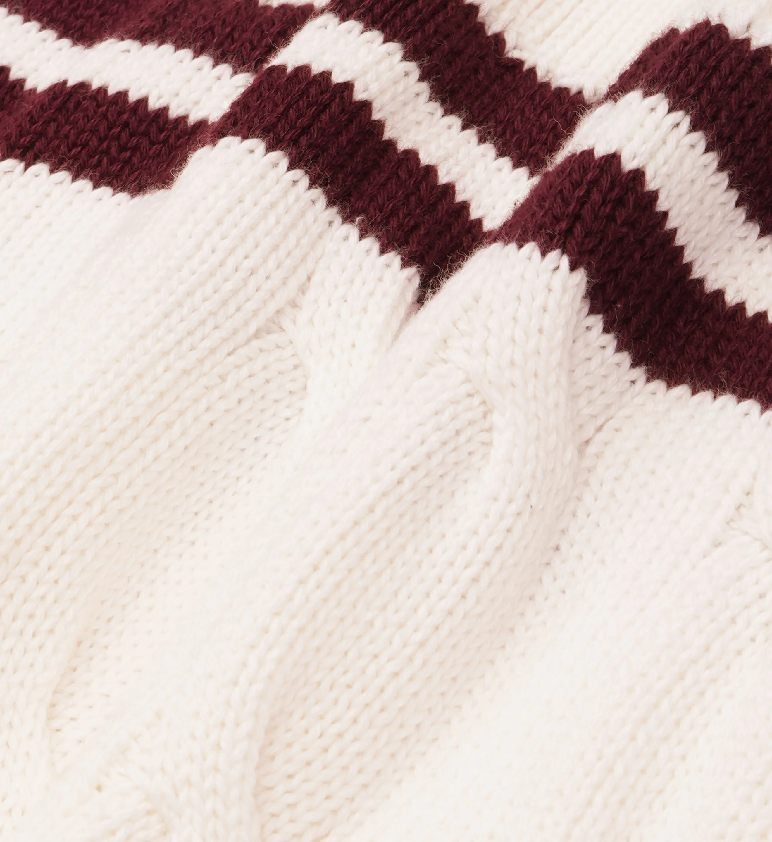 SRC Cableknit V-Neck Sweater - Off White/Merlot sold by Sporty and Rich product image thumbnail 4