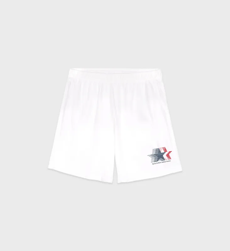 Athletic Society Gym Short - White/Sports Red/Navy sold by Sporty and Rich