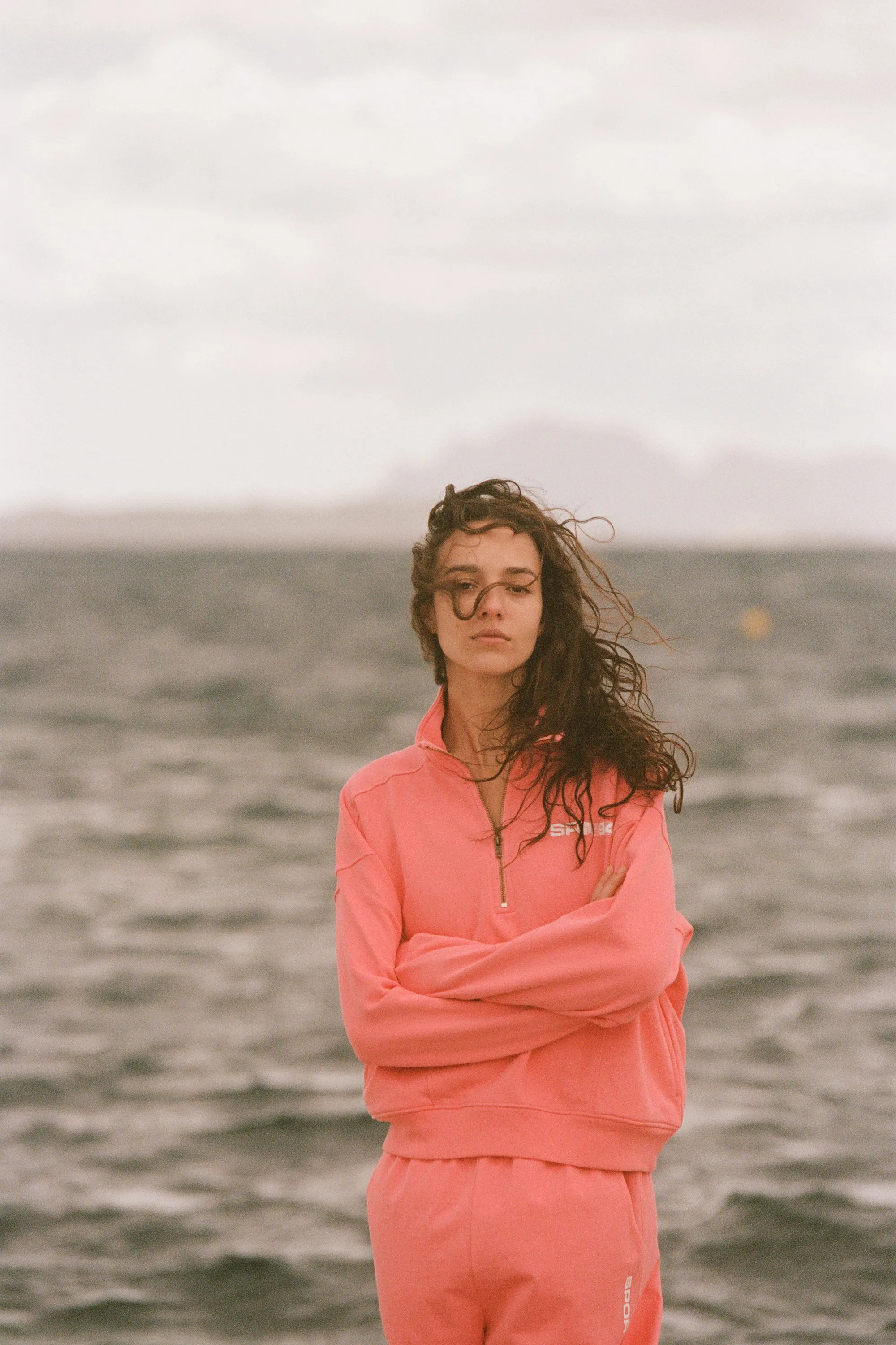 Bold Logo Quarter Zip - Cotton Candy/White sold by Sporty and Rich product image thumbnail 5