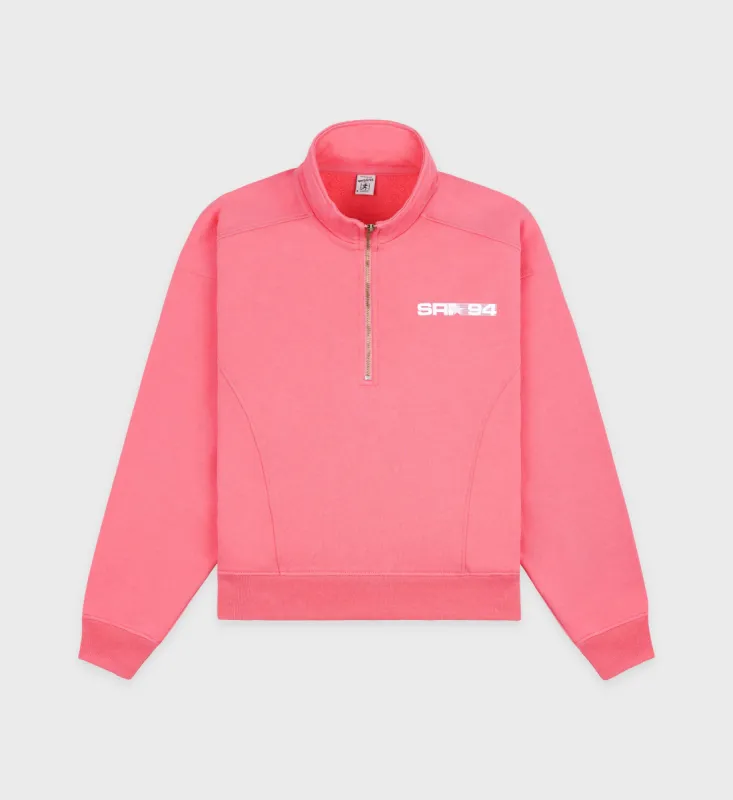Bold Logo Quarter Zip - Cotton Candy/White sold by Sporty and Rich