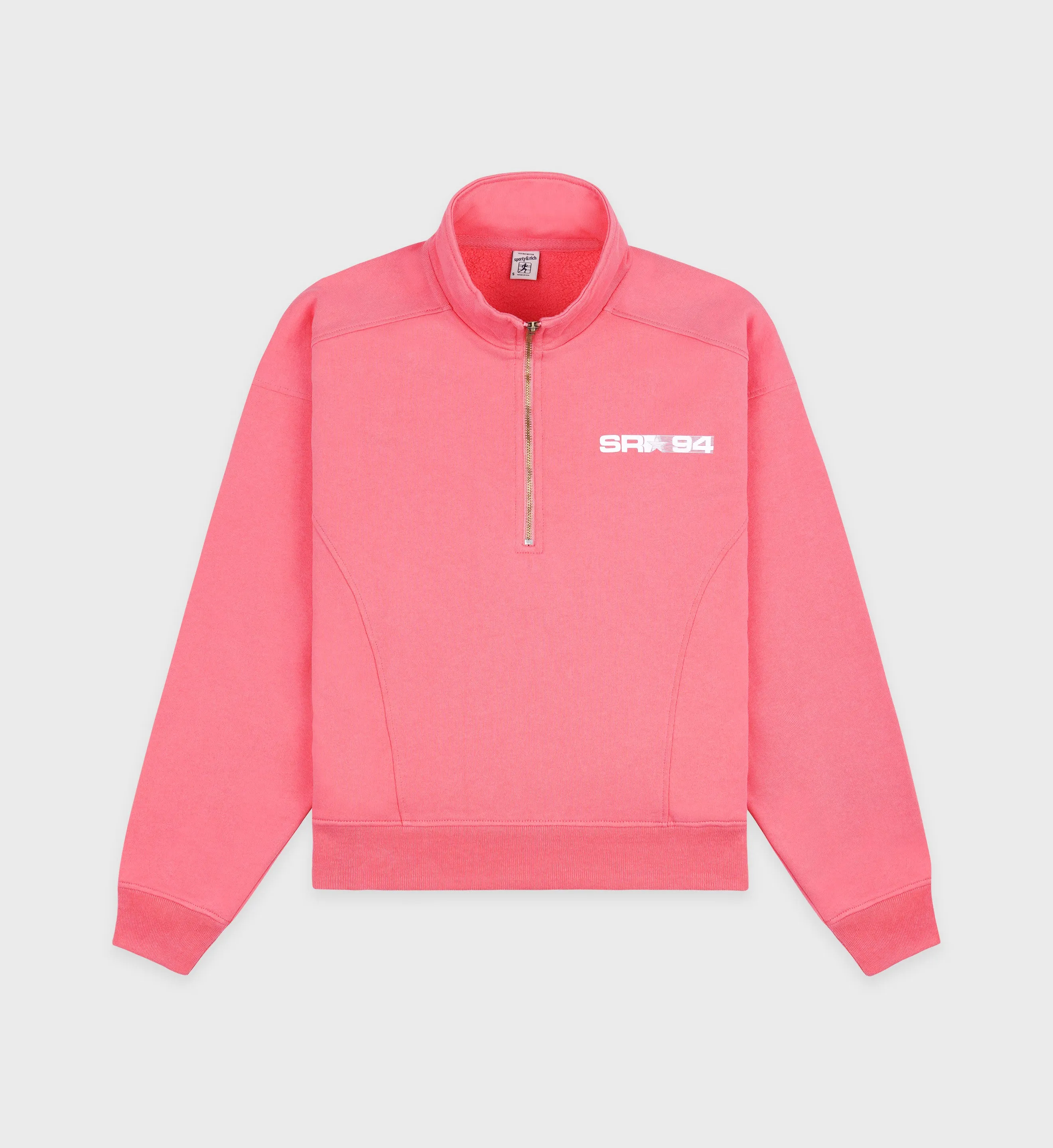 Bold Logo Quarter Zip - Cotton Candy/White sold by Sporty and Rich