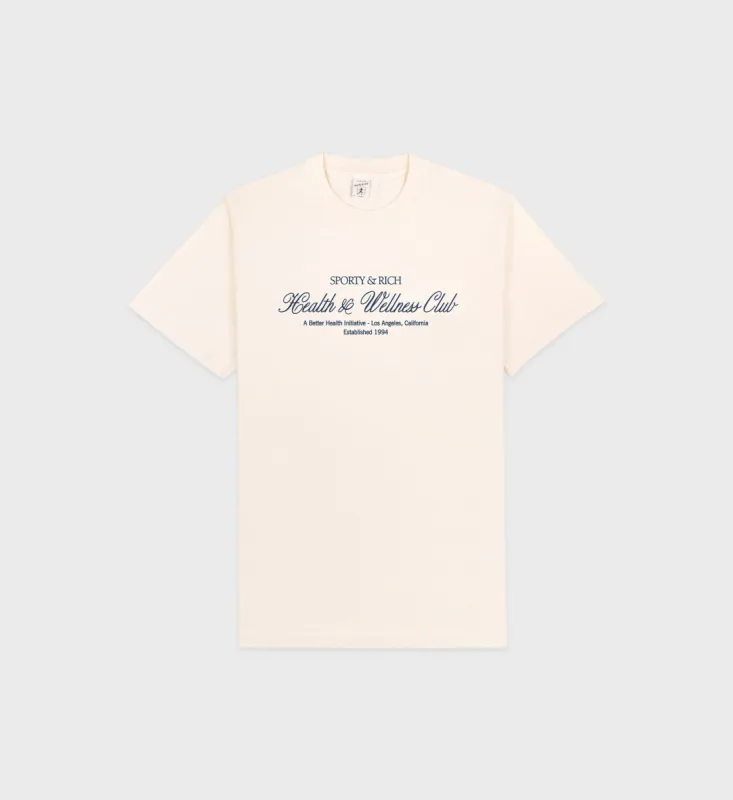 H&W Club T-Shirt - Cream/Navy sold by Sporty and Rich