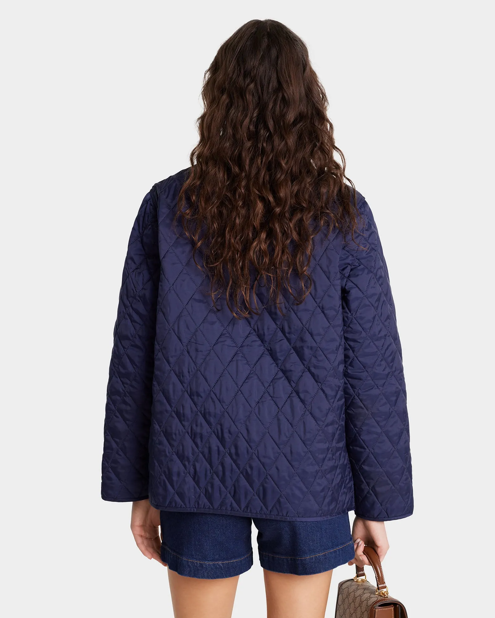 Vendome Nylon Quilted Jacket - Navy/Tan sold by Sporty and Rich product image thumbnail 5