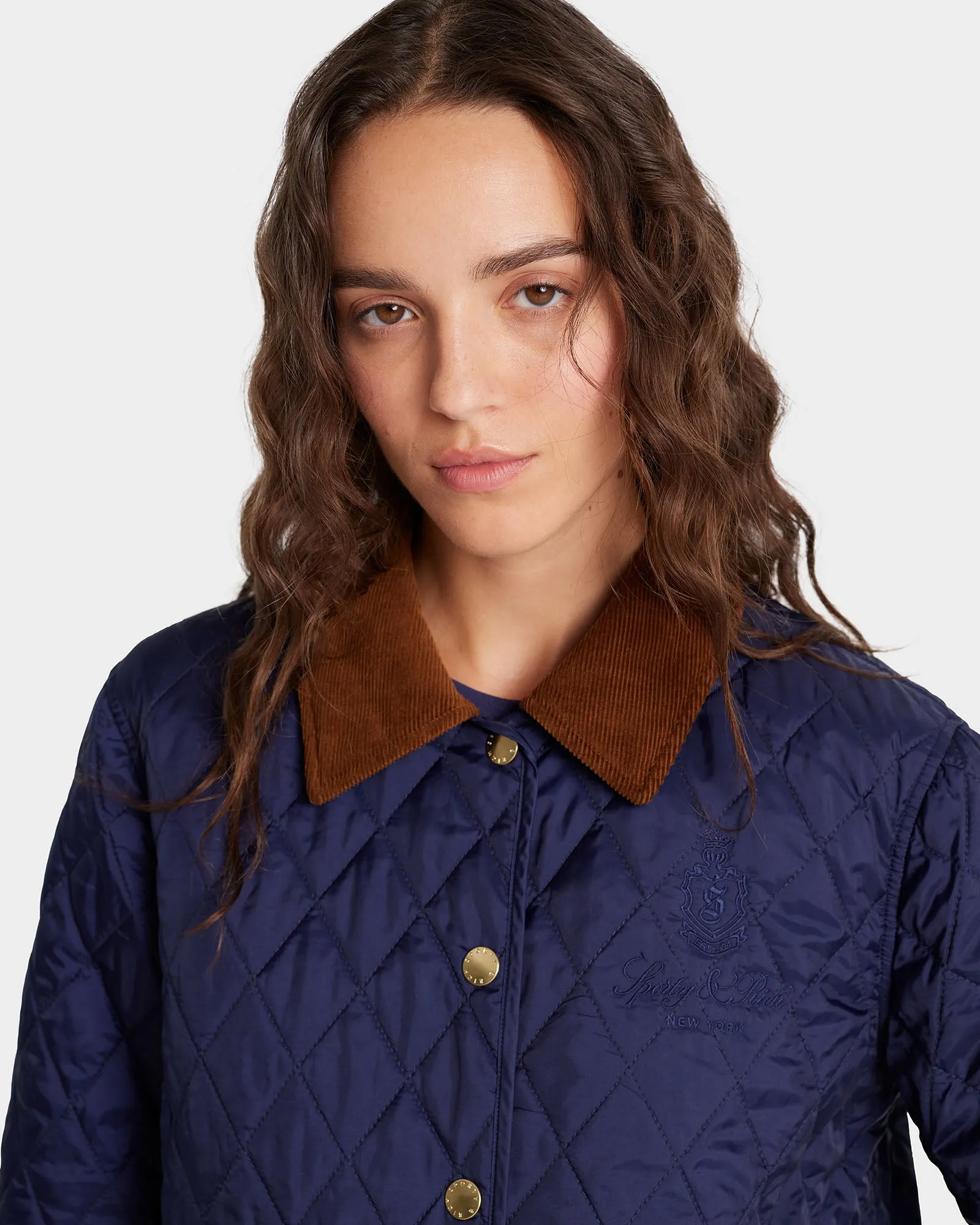 Vendome Nylon Quilted Jacket - Navy/Tan sold by Sporty and Rich product image thumbnail 4