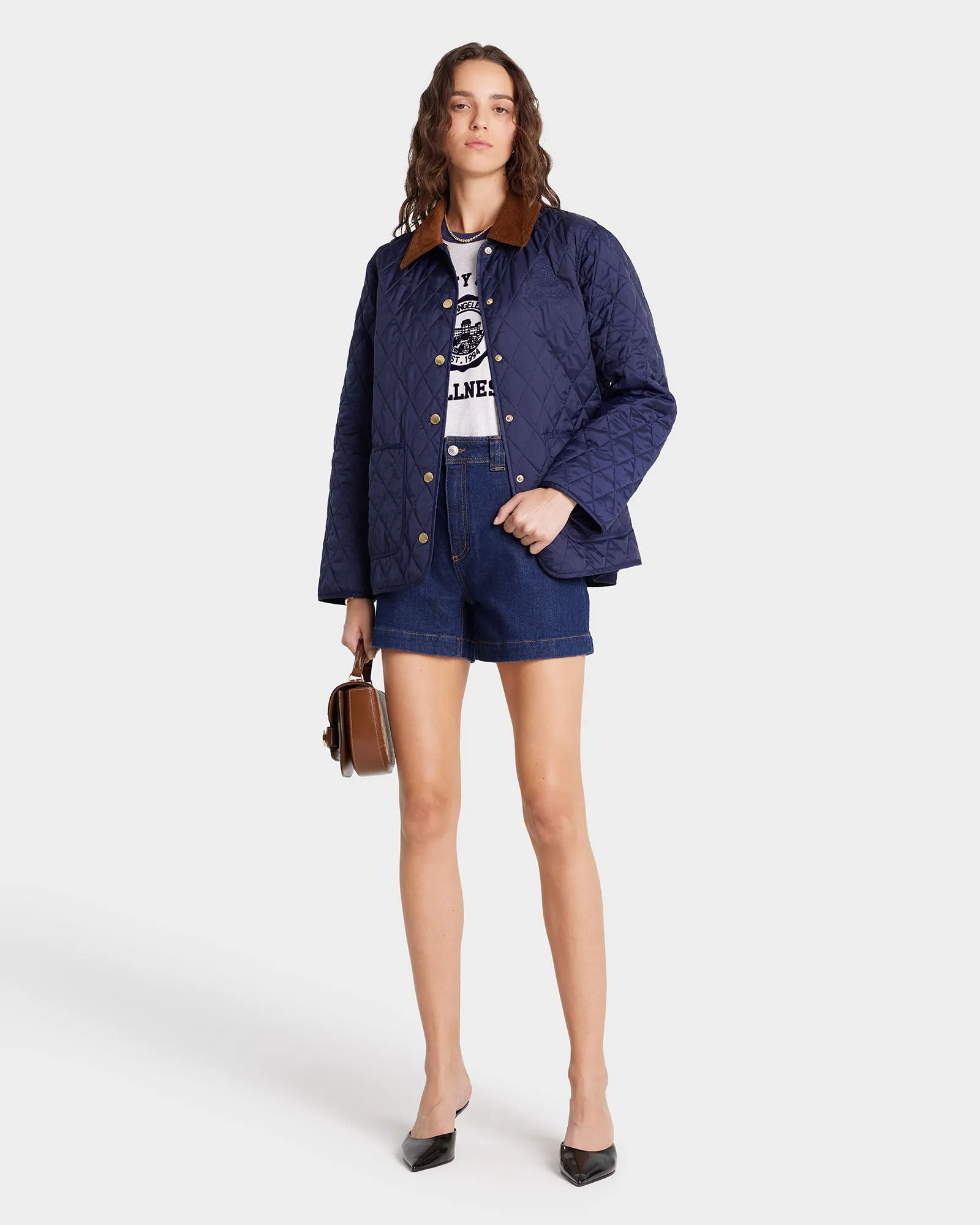 Vendome Nylon Quilted Jacket - Navy/Tan sold by Sporty and Rich product image thumbnail 3