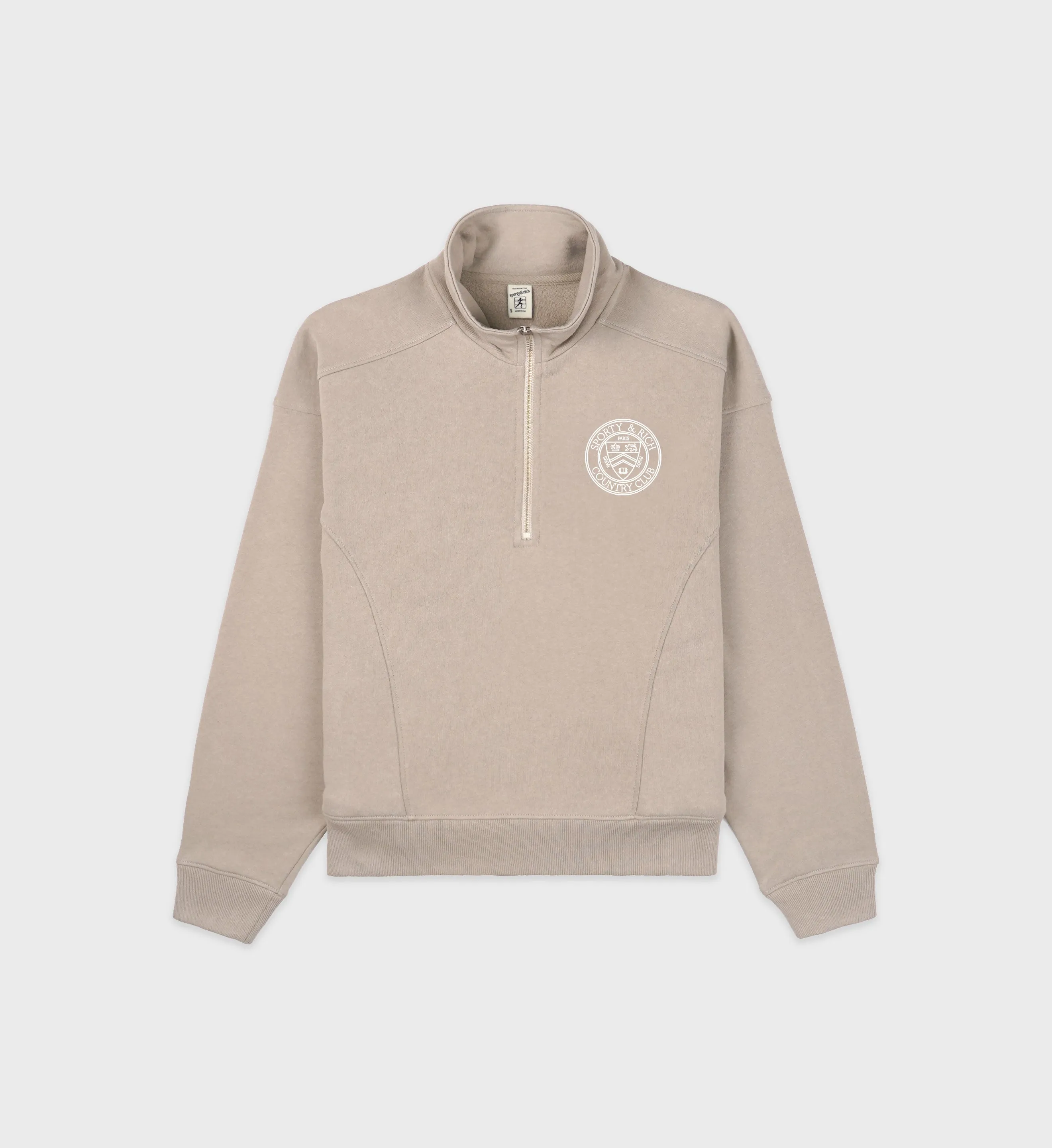 Paris Country Club Quarter Zip - Elephant/White sold by Sporty and Rich