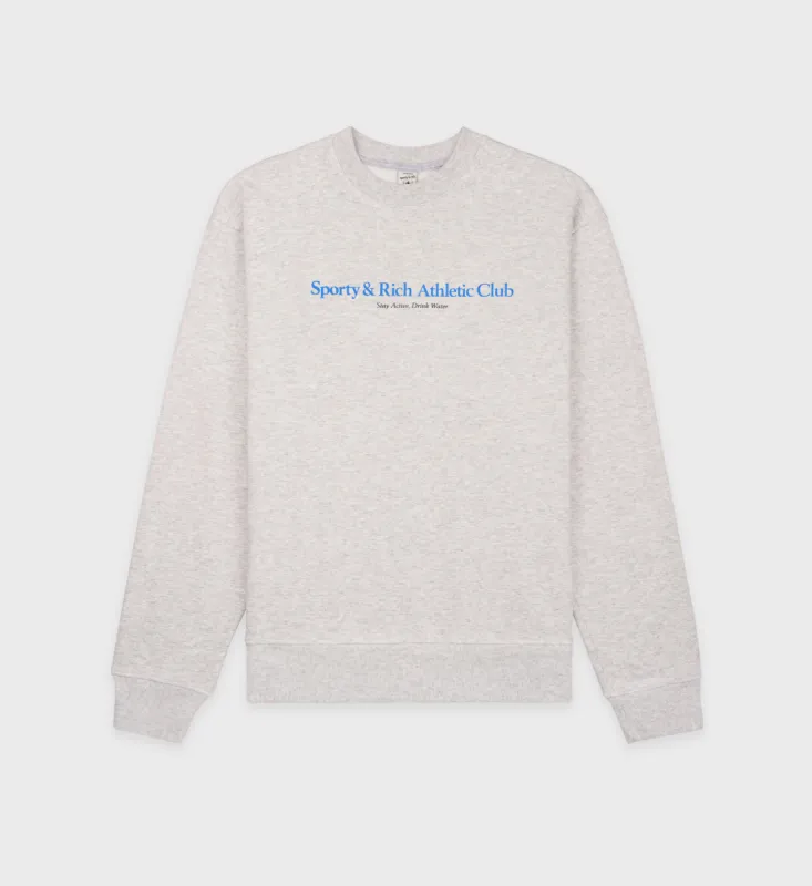 Athletic Club Crewneck - Heather Gray/Ocean sold by Sporty and Rich