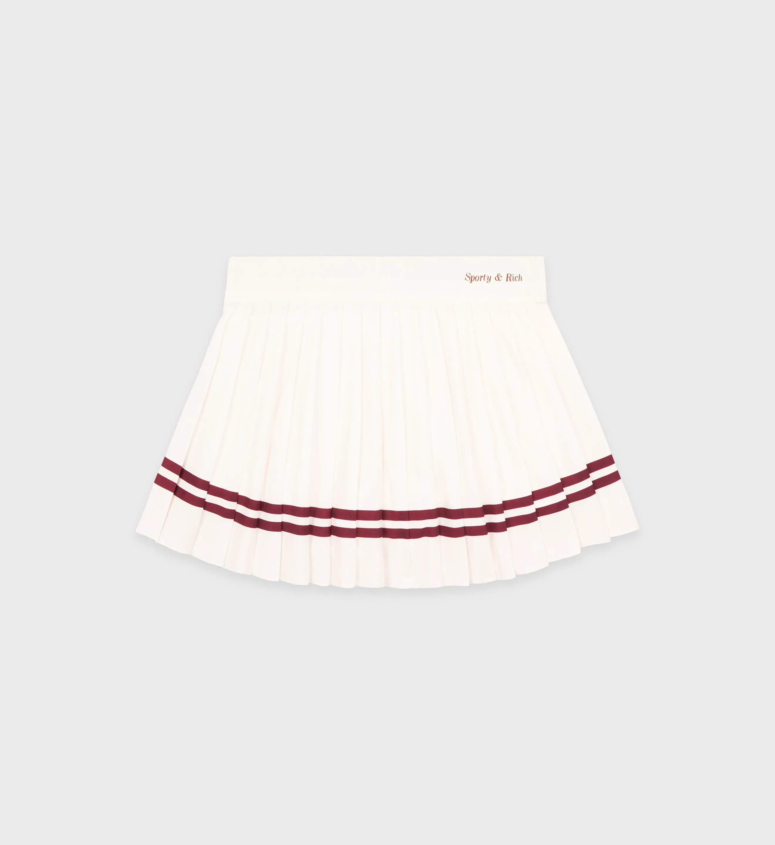 Classic Logo Pleated Skirt - Off White/Merlot sold by Sporty and Rich