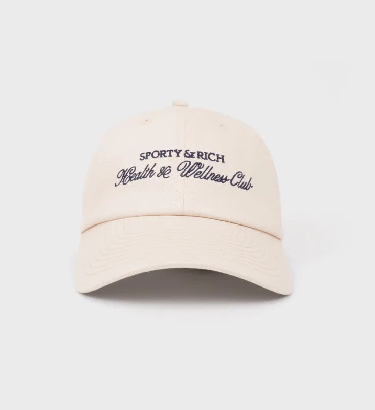 H&W Club Embroidered Hat - Cream/Navy sold by Sporty and Rich