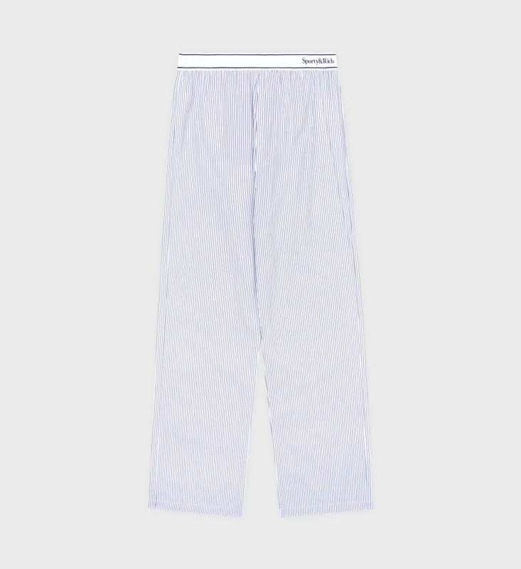 Serif Logo Trousers - Blue Striped sold by Sporty and Rich