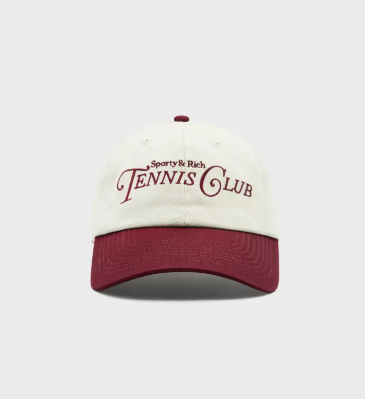 Rizzoli Tennis Hat - Off White/Merlot sold by Sporty and Rich