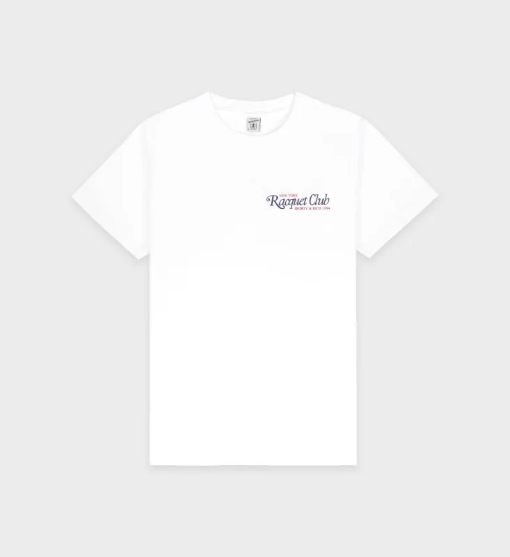 94 Racquet Club T-Shirt - White/Navy/Red sold by Sporty and Rich