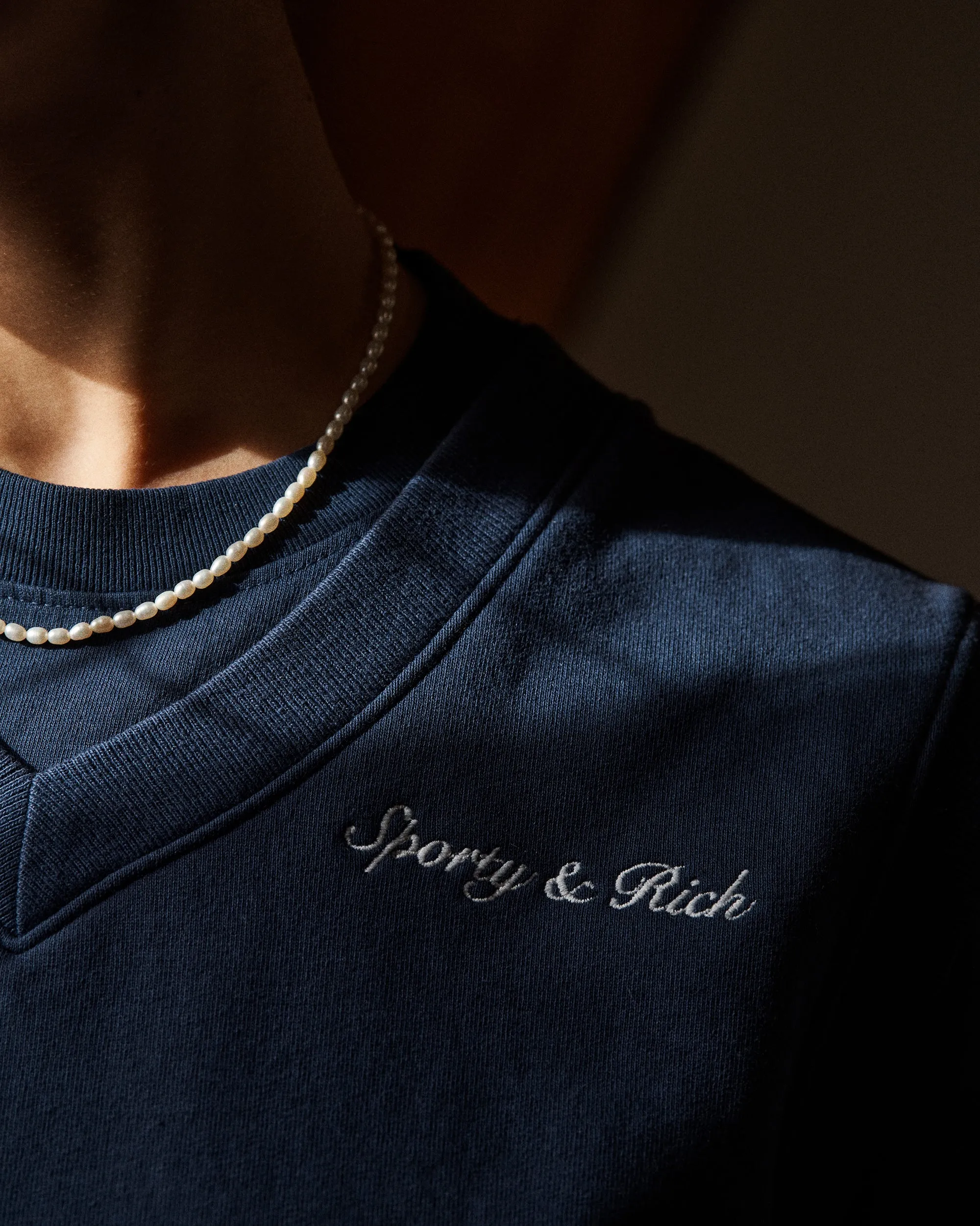 Syracuse V-Neck Vest - Navy/White sold by Sporty and Rich product image thumbnail 5