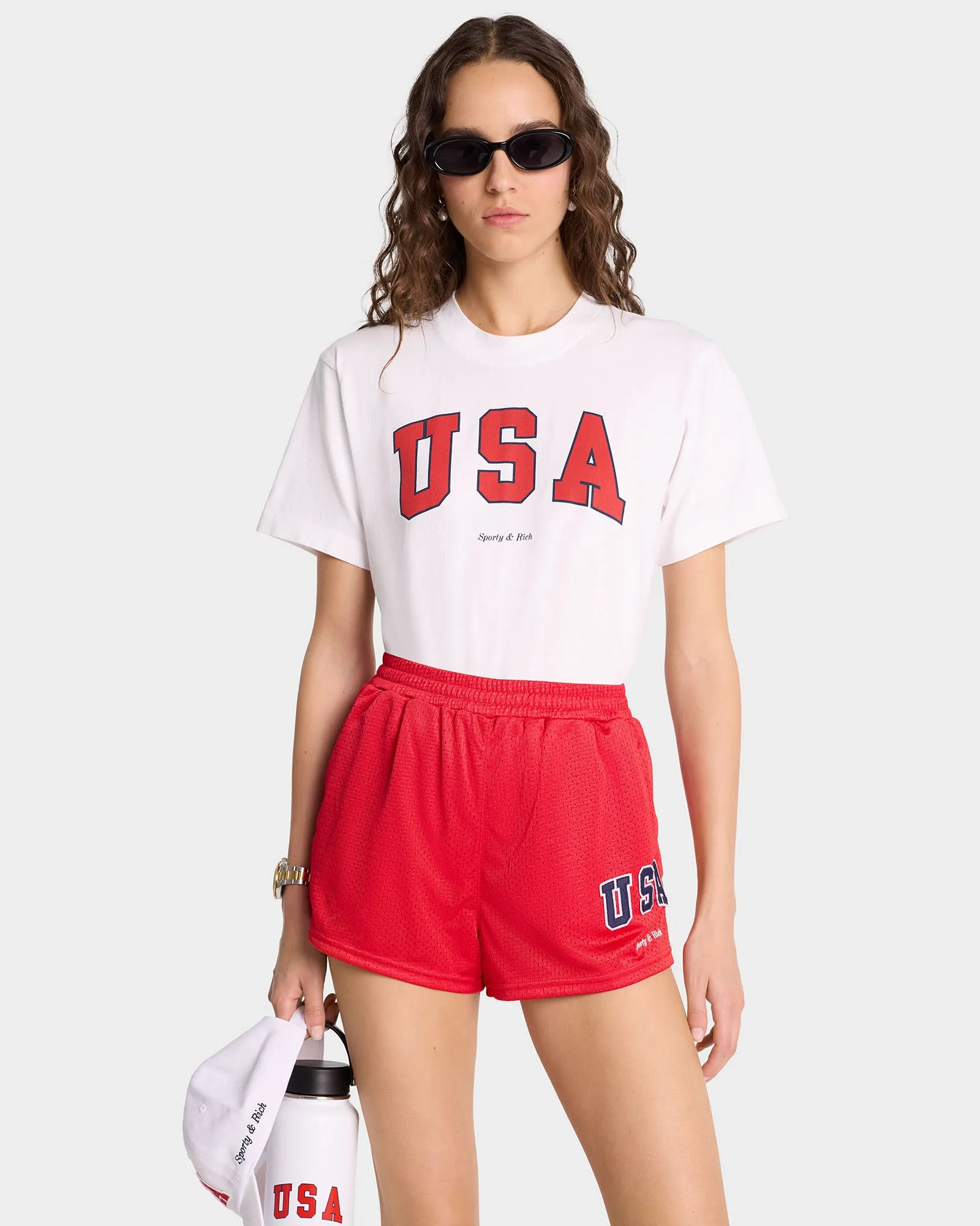 USA T-Shirt - White/Sports Red/Navy sold by Sporty and Rich product image thumbnail 4