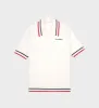 Serif Logo Mini Cable Polo - Off White/Navy/Red sold by Sporty and Rich
