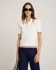 Serif Logo Mini Cable Polo - Off White/Navy/Red sold by Sporty and Rich