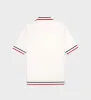 Serif Logo Mini Cable Polo - Off White/Navy/Red sold by Sporty and Rich