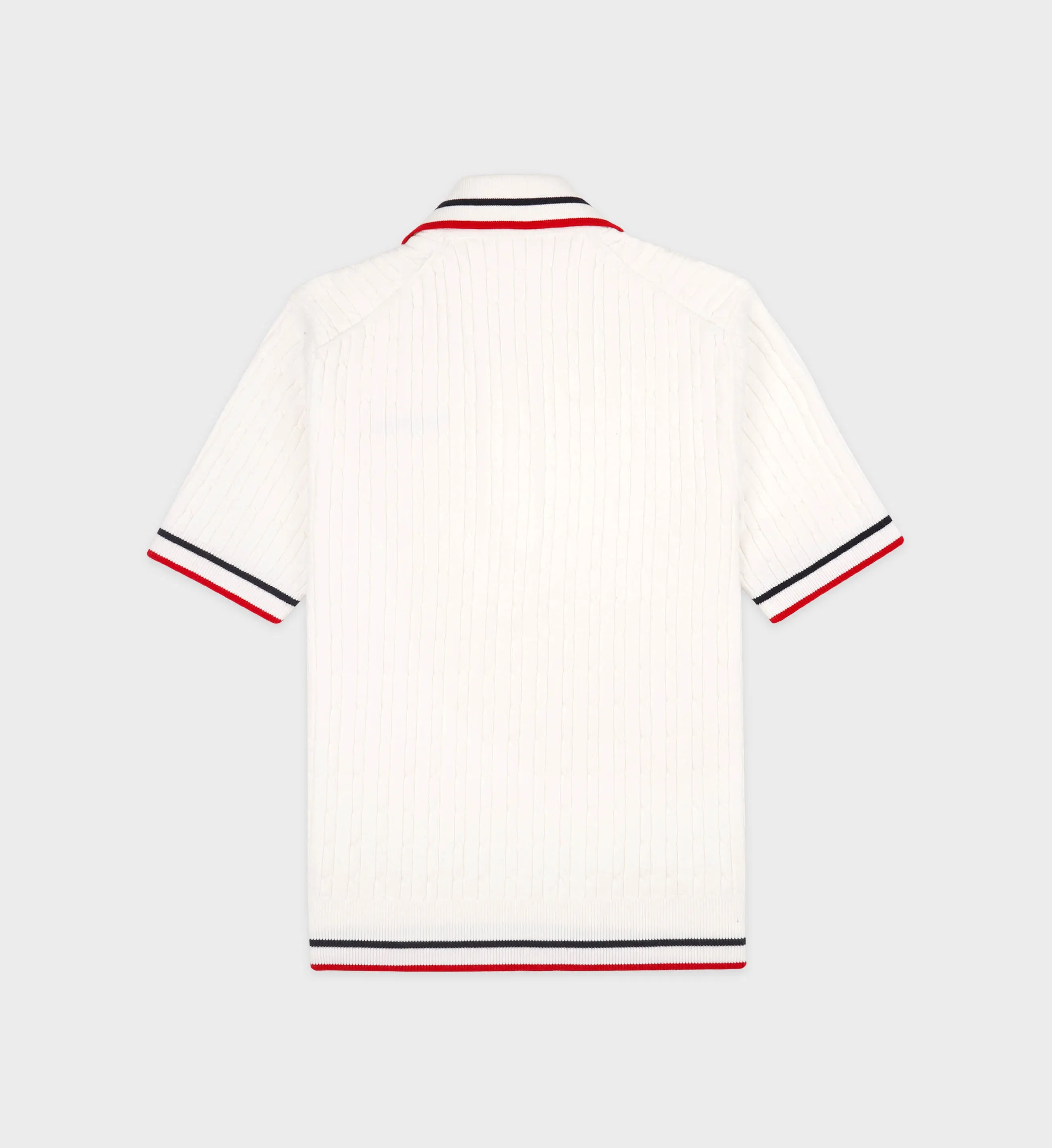 Serif Logo Mini Cable Polo - Off White/Navy/Red sold by Sporty and Rich product image thumbnail 2