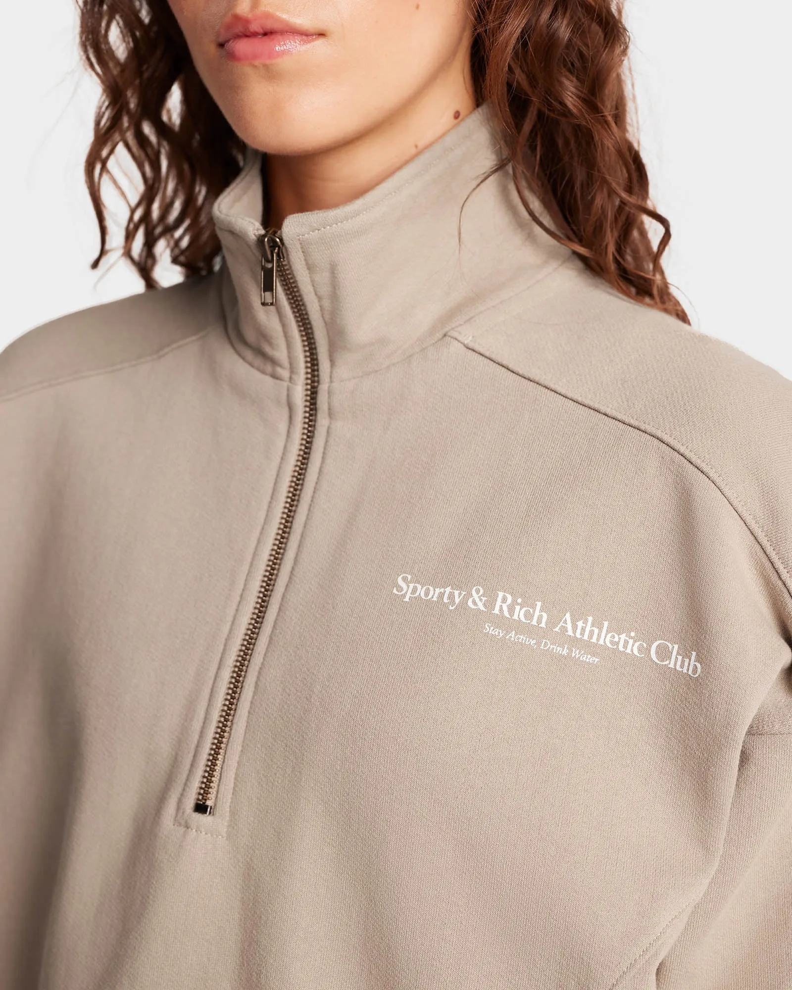 Athletic Club Quarter Zip - Elephant/White sold by Sporty and Rich product image thumbnail 4