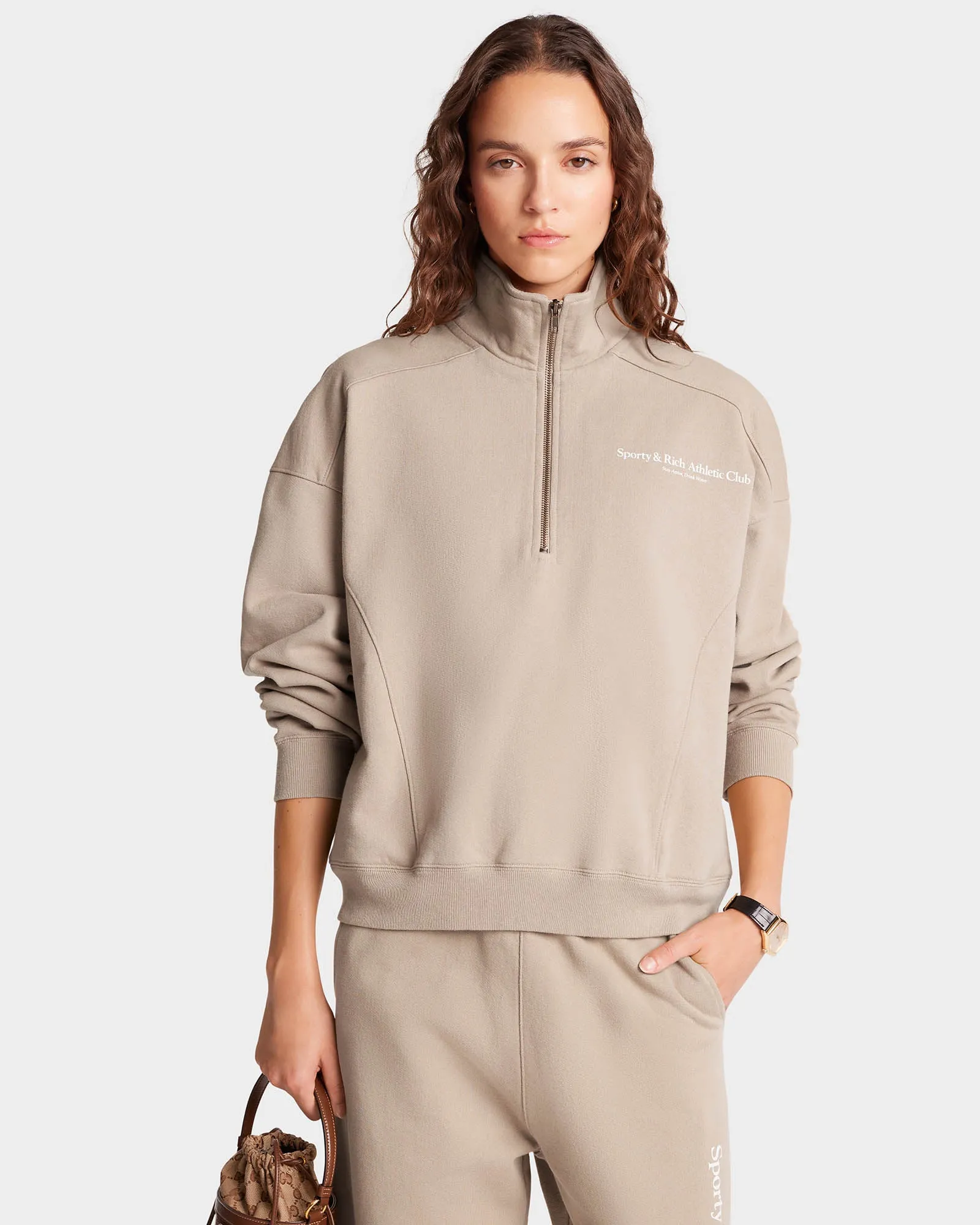 Athletic Club Quarter Zip - Elephant/White sold by Sporty and Rich product image thumbnail 3