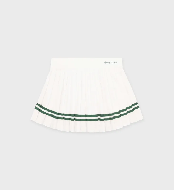 Classic Logo Pleated Skirt - White/Forest sold by Sporty and Rich