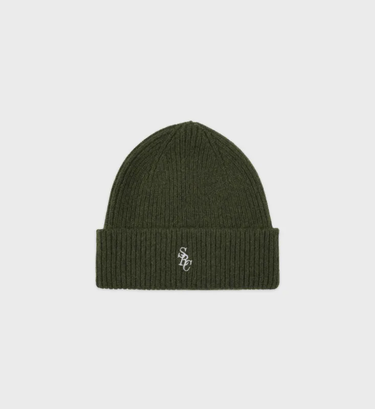SRC Wool Beanie - Kaki/White sold by Sporty and Rich