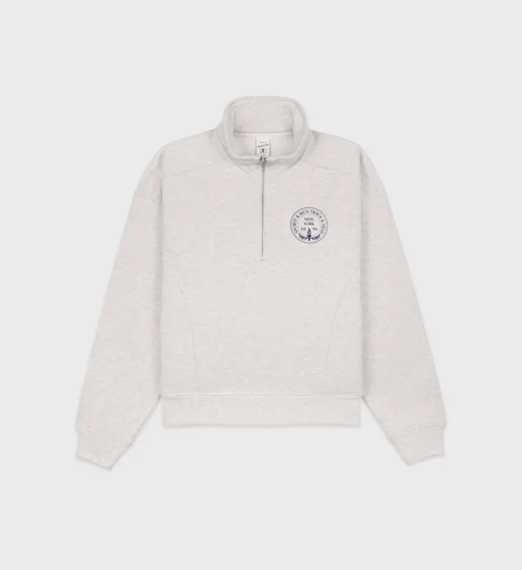 Central Park Quarter Zip - Heather Gray/Navy sold by Sporty and Rich