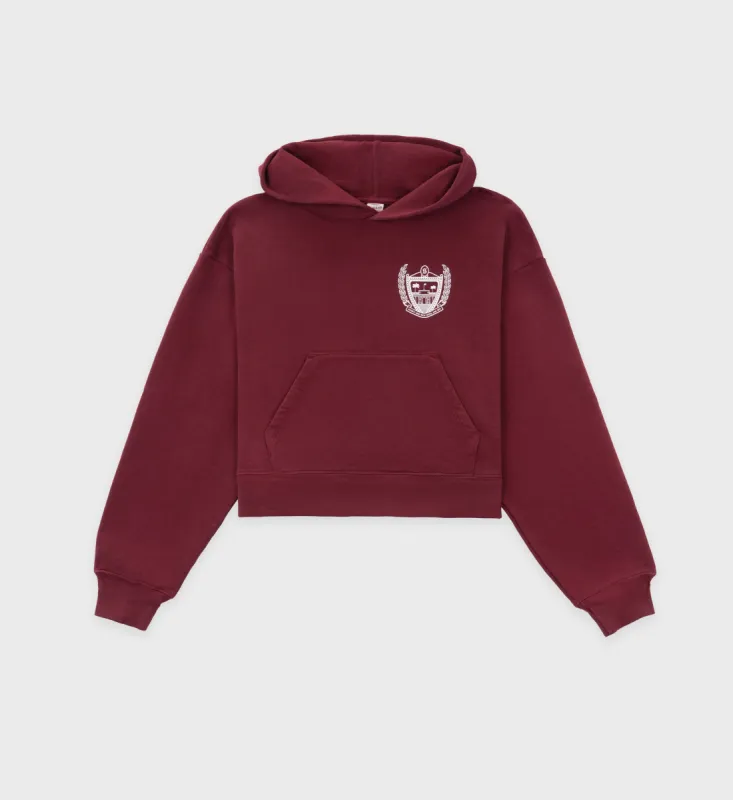 Beverly Hills Cropped Hoodie - Merlot sold by Sporty and Rich