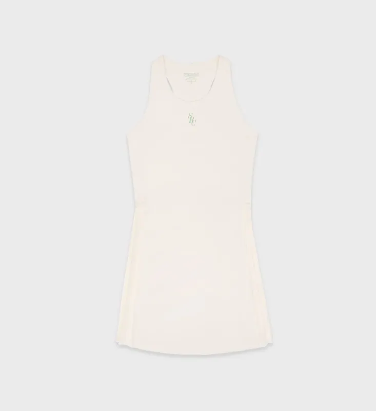 SRC Tennis Dress - Milk/Washed Kelly sold by Sporty and Rich
