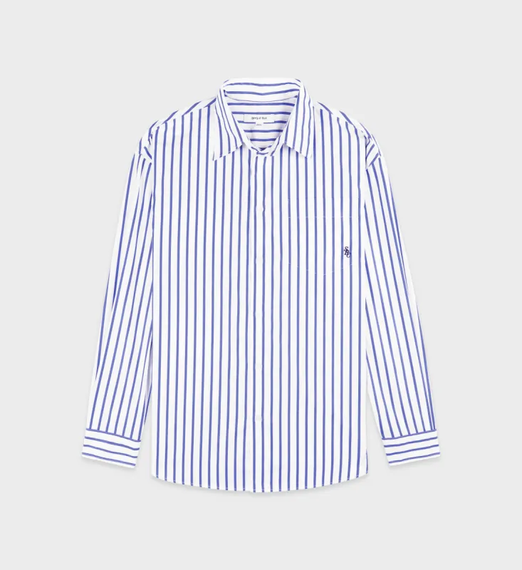 SRC Oversized Shirt - Navy Striped sold by Sporty and Rich