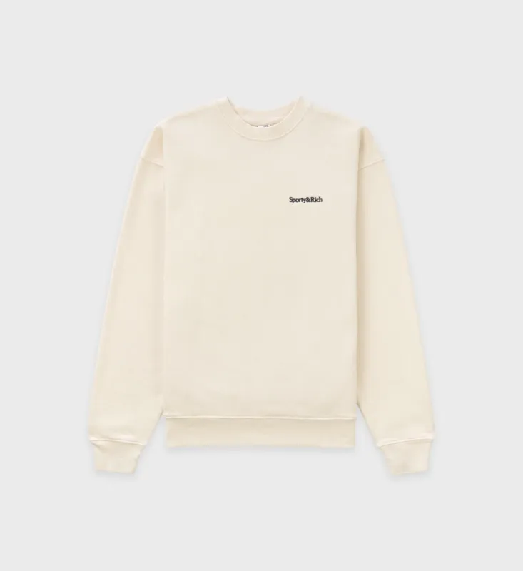 Serif Logo Crewneck - Cream sold by Sporty and Rich