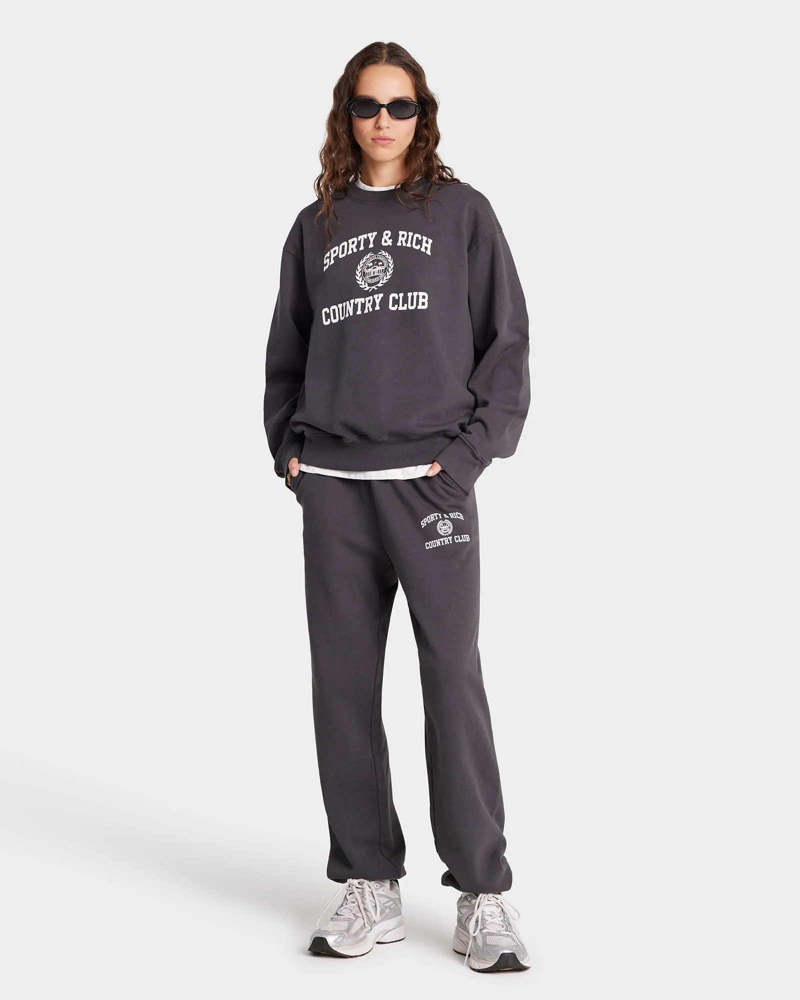 Varsity Crest Sweatpant - Faded Black/White sold by Sporty and Rich product image thumbnail 3